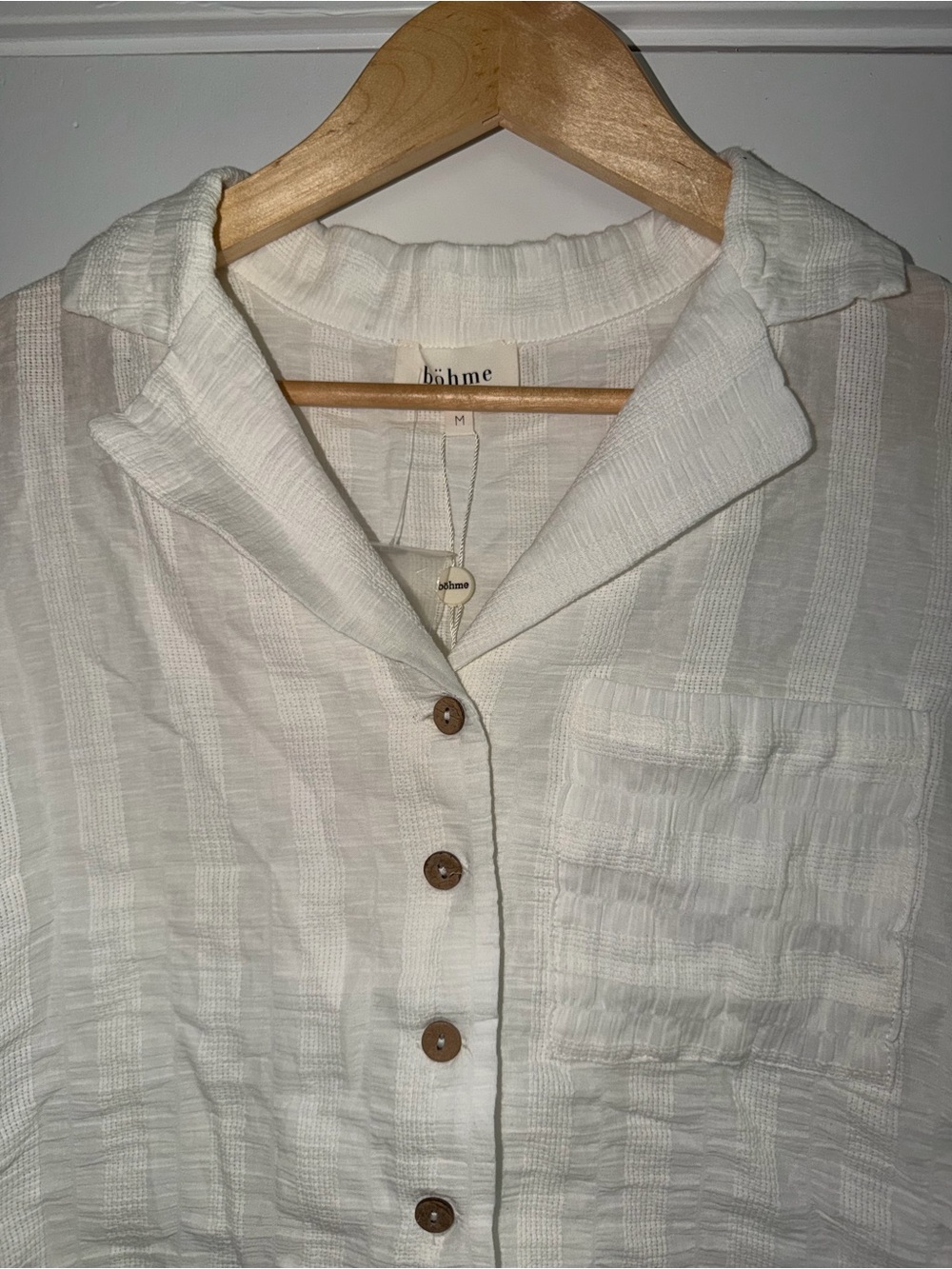 Textured Cropped Bohme Button Down - Picture 2 of 4